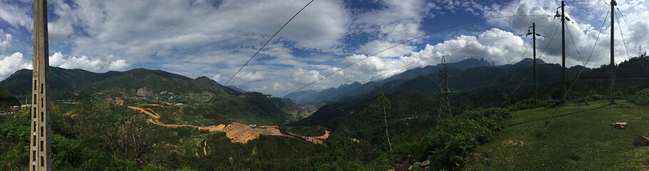 Cloudy blue sky Mountains in Sapa