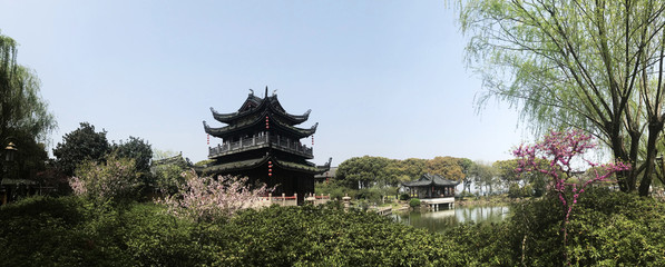 Spring time Shanghai oriental architecture building