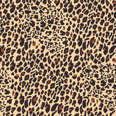 Leopard seamless pattern. Tiger skin background. Animal print. Vector illustration