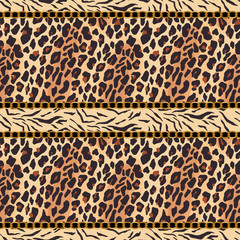 Leopard seamless pattern. Tiger skin print. Animal background. Vector illustration