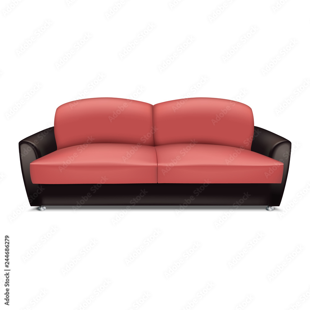Poster red black sofa icon. realistic illustration of red black sofa vector icon for web design isolated on