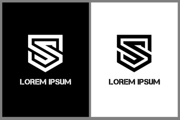 letter S shield shape modern and simple logo vector