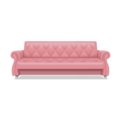 Pink luxury sofa icon. Realistic illustration of pink luxury sofa vector icon for web design isolated on white background