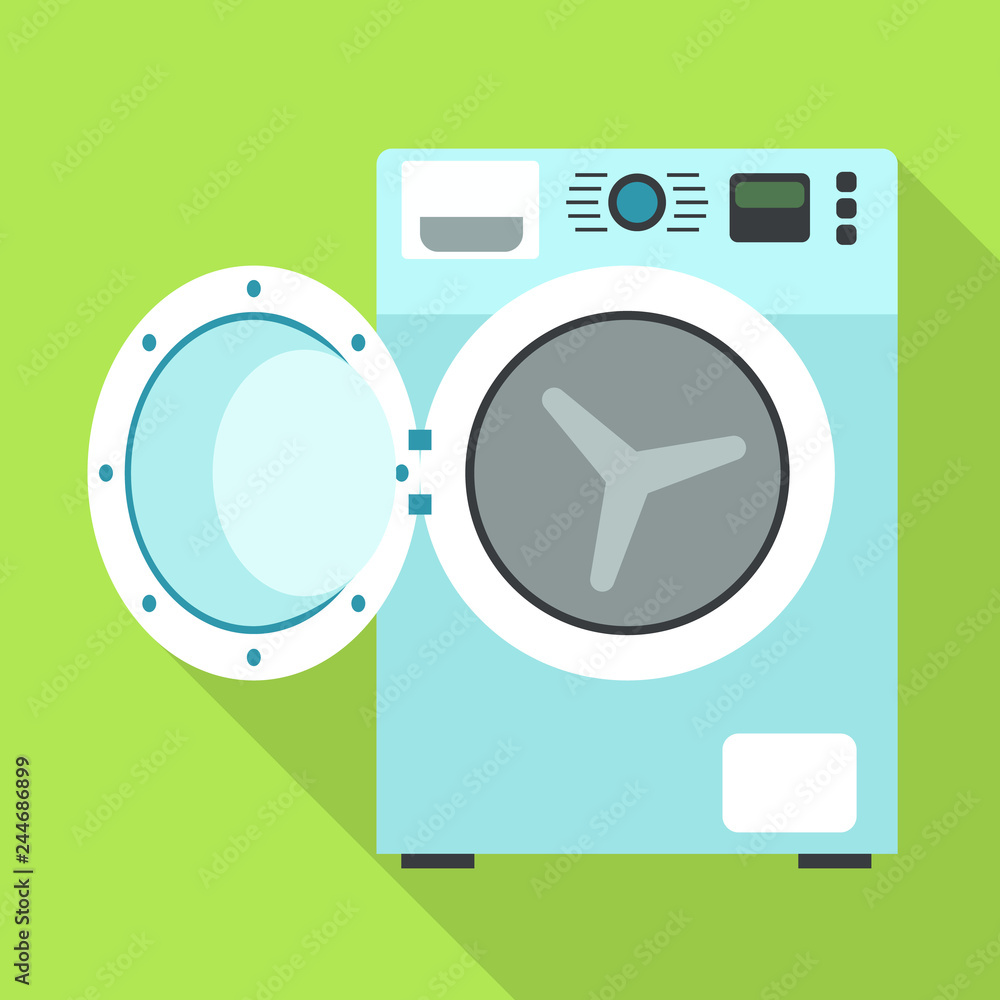 Poster empty wash machine icon. flat illustration of empty wash machine vector icon for web design