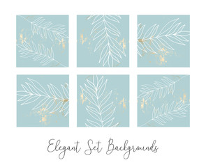 Tropical Worn Floral pastel blue blush gold pattern