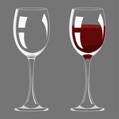 Transparency empty and full wine glass design