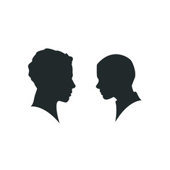 Man and woman silhouette face to face Isolated on white background. silhouette couple in love, kiss moment.