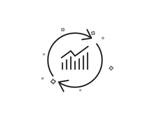 Chart line icon. Update Report graph or Sales growth sign. Analysis and Statistics data symbol. Geometric shapes. Random cross elements. Linear Update data icon design. Vector
