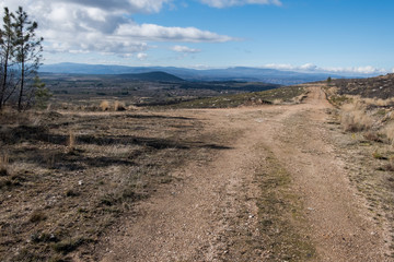 Forest track through the mountains in the south of the province of Ourense, Galicia. Spain.