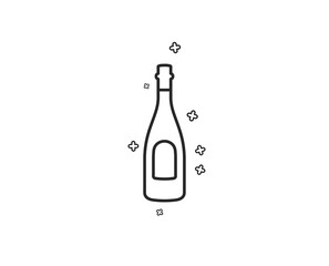 Champagne bottle line icon. Anniversary alcohol sign. Celebration event drink. Geometric shapes. Random cross elements. Linear Champagne icon design. Vector