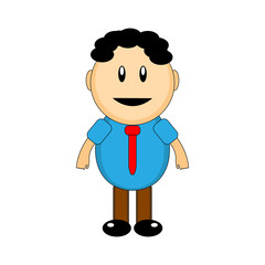 A wonderful simple design of a curly boy on a white background