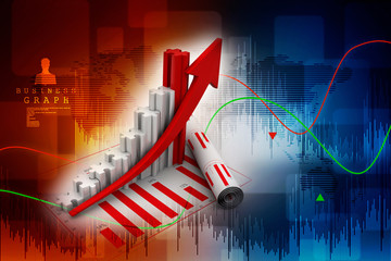 3d rendering Stock market online business concept. business Graph 
