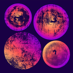 Neon Colorful Abstract Round Textures Set. Vector Illustration