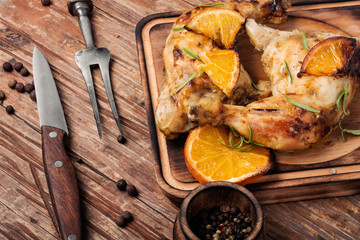 Roast chicken with orange