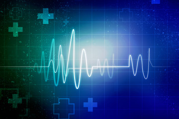 Heart with cardiogram - 2D illustration