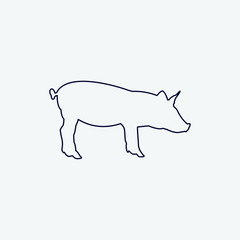 Vector silhouette of a pig on a white background.
