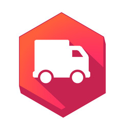 ikona z długim cieniem na tle sześcioboku 