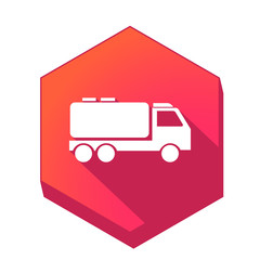 ikona z długim cieniem na tle sześcioboku 