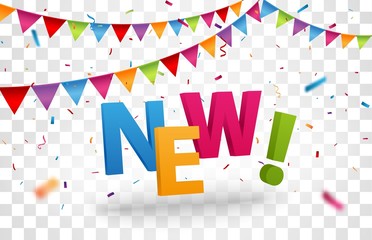 Obraz premium New design letters with colorful confetti and ribbon