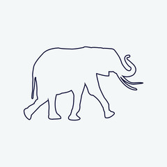 Vector silhouette of a elephant on a white background.