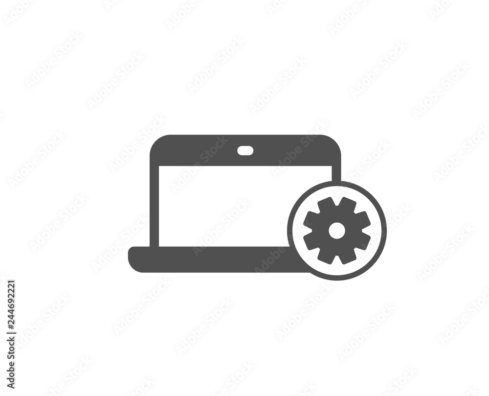 Poster laptop computer icon. notebook service sign. portable personal computer symbol. quality design eleme
