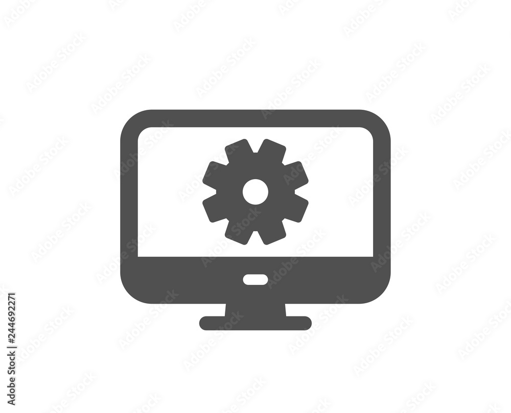 Aufkleber computer or monitor icon. service cogwheel sign. personal computer symbol. quality design element. c
