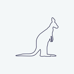 Vector silhouette of a kanguru on a white background.