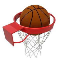 Fototapeta na wymiar Basketball hoop, net and ball. isolated on white background. 3d render.