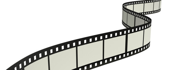 Fototapeta premium Cinema strip roll 35mm blank slide frame, photo video monochrome picture negative vintage media filmstrip. realistic. isolated on white background. 3d render.