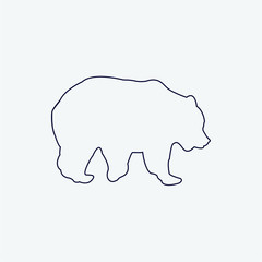 Vector silhouette of a bear on a white background.