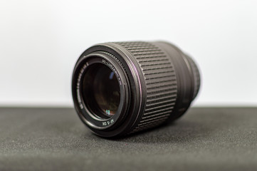 Camera lens on isolated background