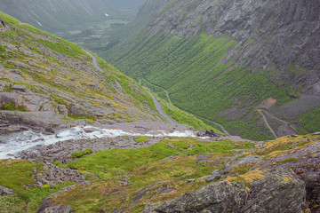 Looking down from the Stigfossen near the visitor centre at the Trollstigen