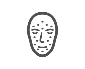 Face biometrics icon. Facial recognition sign. Head scanning symbol. Quality design element. Classic style icon. Vector