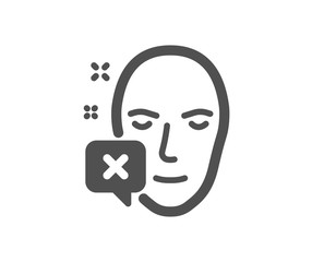 Face declined icon. Human profile sign. Facial identification error symbol. Quality design element. Classic style icon. Vector