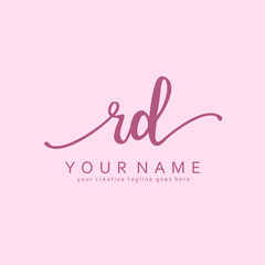 R D Handwriting initial logo template vector