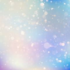 Fototapeta na wymiar Background of soft delicate blue and purple pastel colored glittering bokeh light reflections. EPS 10
