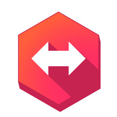 ikona z długim cieniem na tle sześcioboku 