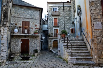 Fototapeta na wymiar The quiet in a small quaint Italian village, in Rocca d'Evandro (central Italy)