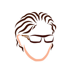 Young man with brown hair, glasses, head, style and health
