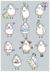 Cute cartoon sheep in vector