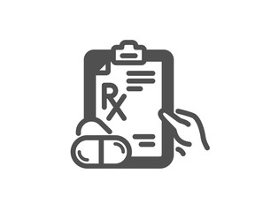 Prescription Rx recipe icon. Medicine drugs pills sign. Quality design element. Classic style icon. Vector