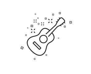 Acoustic guitar line icon. Music sign. Musical instrument symbol. Geometric shapes. Random cross elements. Linear Guitar icon design. Vector