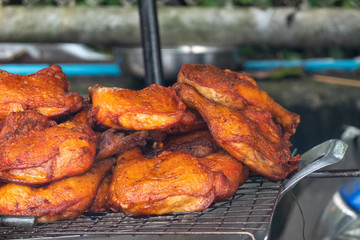 Chicken fries with close up view.