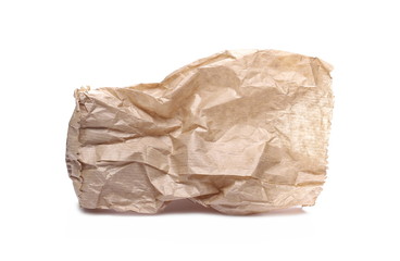 Obraz premium Crumpled paper bag isolated on white background