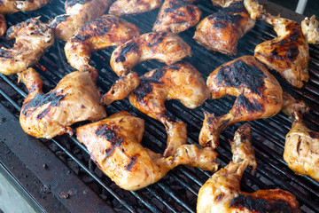 Chicken grill with close up view.