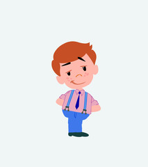 Businessman in casual style smiling peacefully.