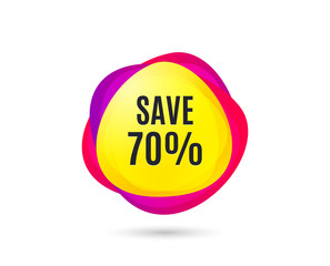 Save 70% off. Sale Discount offer price sign. Special offer symbol. Gradient sales tag. Abstract shopping banner. Template for design. Vector