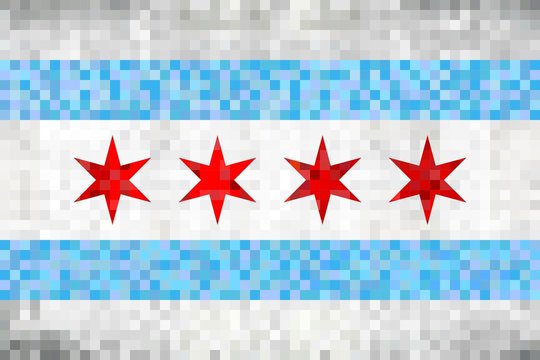 Abstract grunge mosaic flag of Chicago - illustration