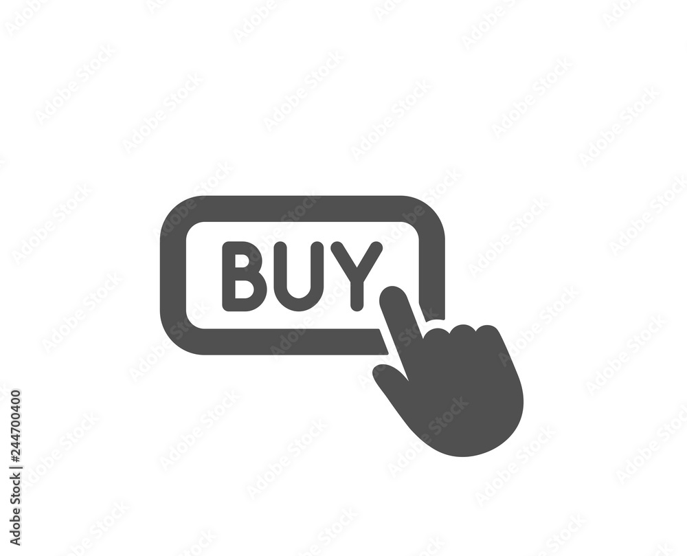 Poster click to buy icon. online shopping sign. e-commerce processing symbol. quality design element. class