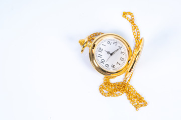 Pocket watch with close up view. Focused at cover capping.